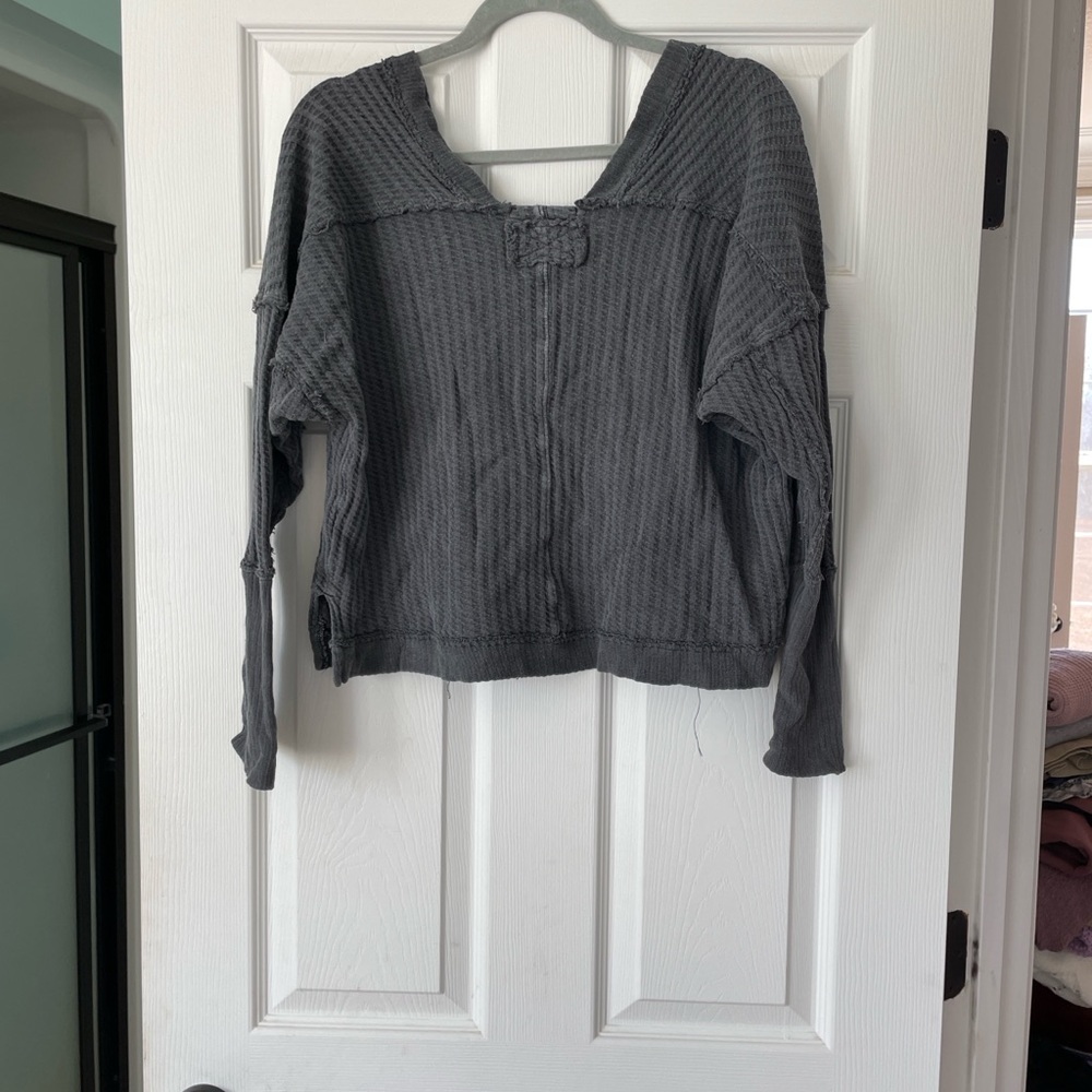 We The Free Charcoal Crew Neck Top S - Picture 4 of 4